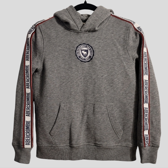 Abercrombie Kids Hoodie Boys 9/10 Gray Long Sleeve Spell-Out Logo Outdoors Comfy - Picture 1 of 9